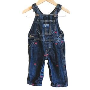 OshKosh B'Gosh Overalls With Trains Blue Red Baby Boy 6 Months